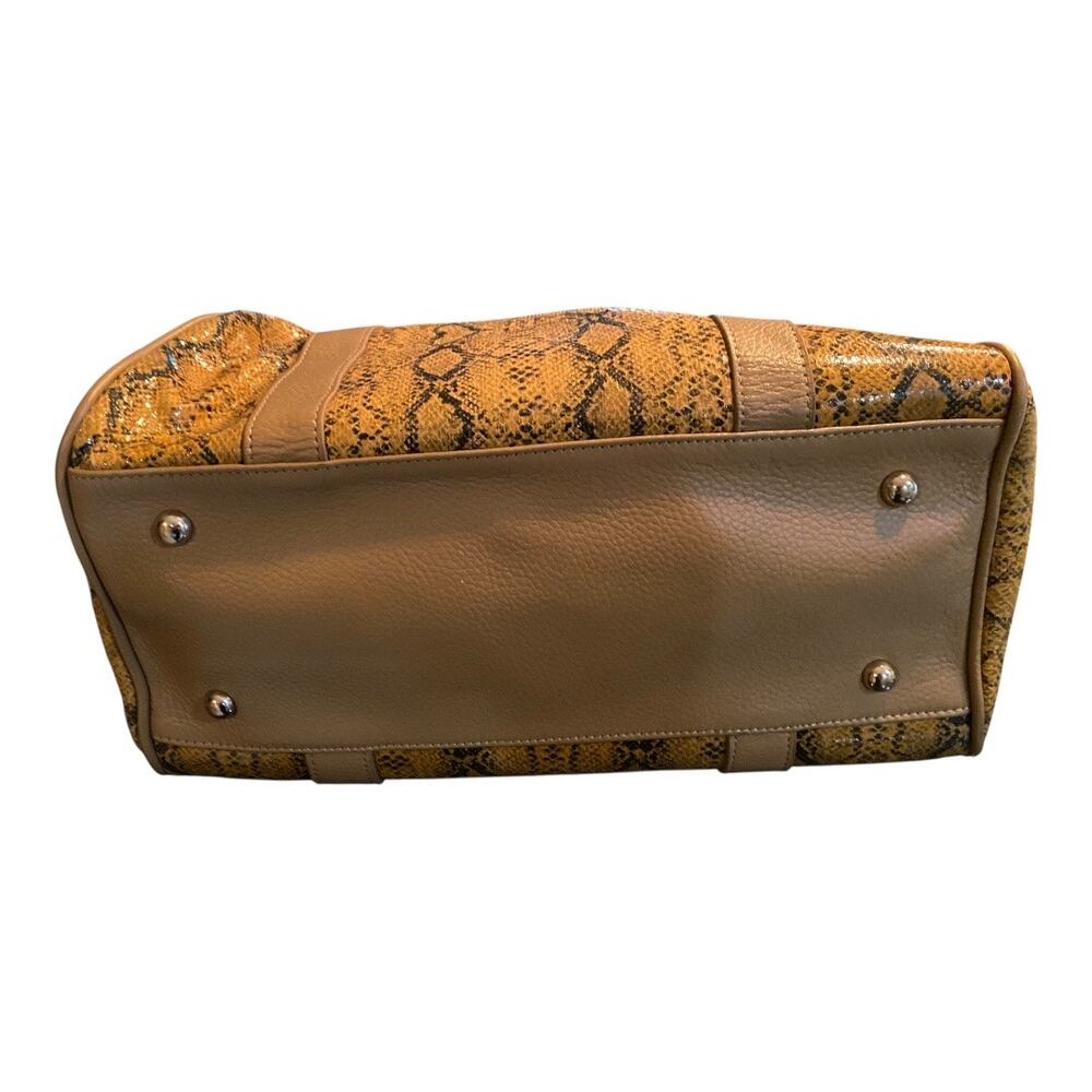 Terzetto Leather Satchel Bag Purse Brown Embossed Snakeskin Animal Print NWT - Picture 7 of 11